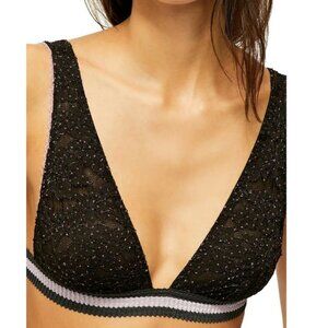 Free People Intimately Triangle Bra S Bralette Women Lounge Black Lace Mesh NWOT
